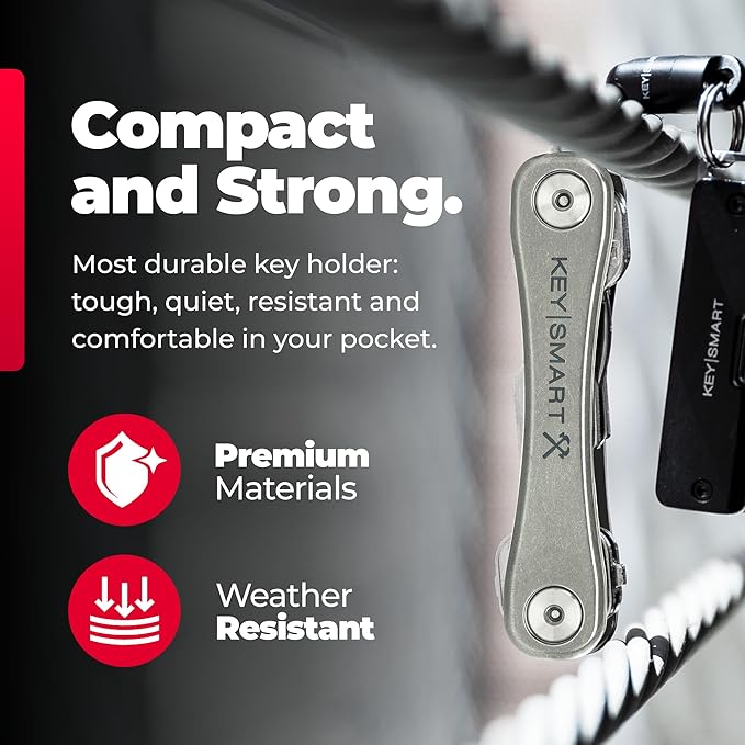 KeySmart Rugged Key Organizer for Men - Compact Multi-Tool Key Holder with Bottle Opener and Pocket Clip (Up to 14 Keys)