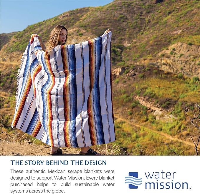 Premium Mexican Blanket, Authentic Hand Woven Falsa Blanket & Yoga Blanket | Made by Traditional Mexican Artisans, Perfect Saddle Blanket, Beach Blanket, Picnic Blanket, Car Blanket, Outdoor Blanket
