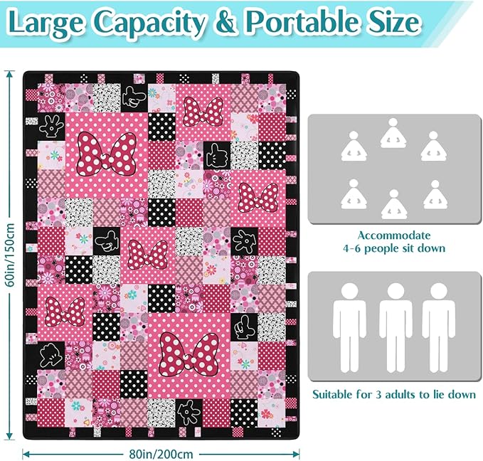 Pink Picnic Blanket Waterproof Foldable Extra Large Picnic Mat Beach Blanket 60"x80" for Camping Beach Hiking Patio Party Outdoor Decor Gifts