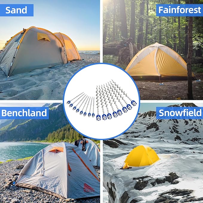 Homeon Wheels Camping Ground Anchors Aluminum Screw Heavy Duty Metal Non-Rust Cast Tent Anchors for Securing Animals, Tent, Canopies, Sheds, Swing Sets, Car Ports, Trampoline 11.81in+7.87in