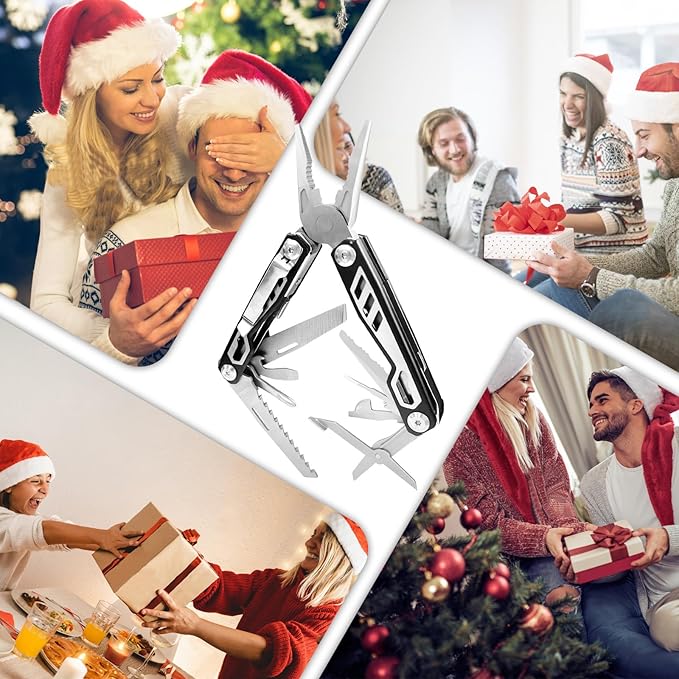 Gifts for Men, KUPERIA Multitool Needle Nose Pliers, 16-in-1 Stainless Steel Multi Tool Pocket Knife, Cool Gadgets, Survival Knife with EDC Pouch Used as Bottle Opener, Screwdriver, saw etc