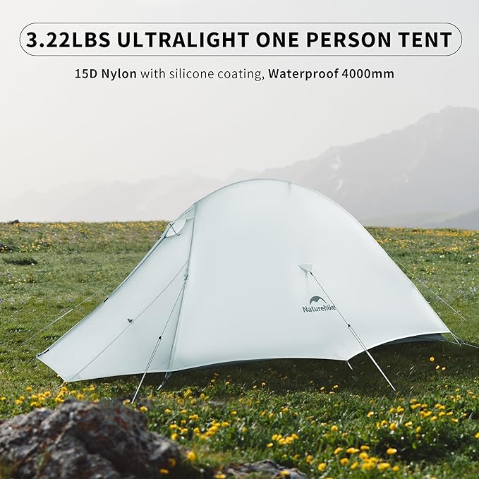 Naturehike Cloud-Up 1 Person Tent, Lightweight Backpacking Tents for One Man, Waterproof Ultralight One Person Tent for Camping Hiking Backpacking