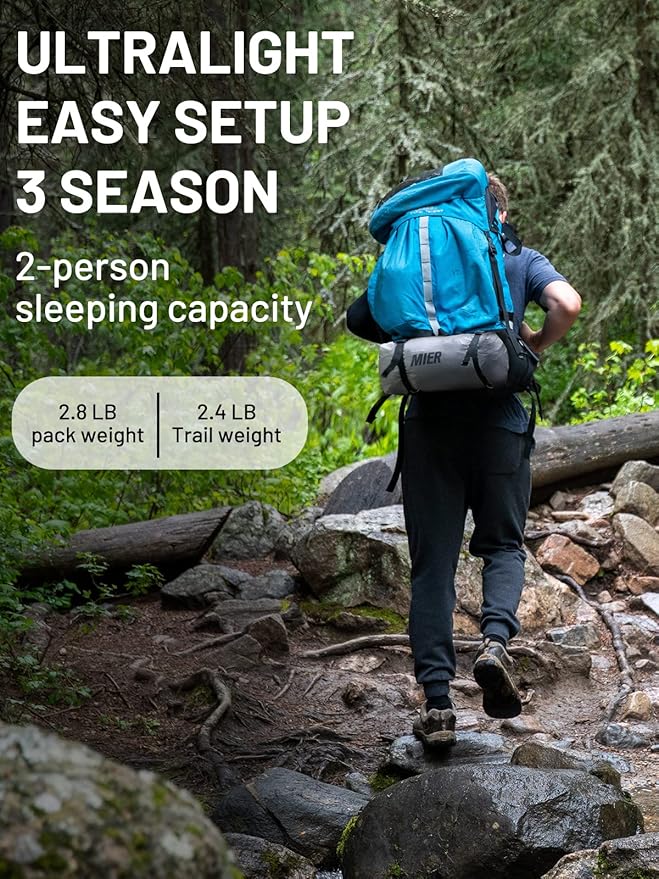 LANSHAN Ultralight Tent 3-Season Backpacking Tent for 1-Person or 2-Person Camping, Trekking, Kayaking, Climbing, Hiking