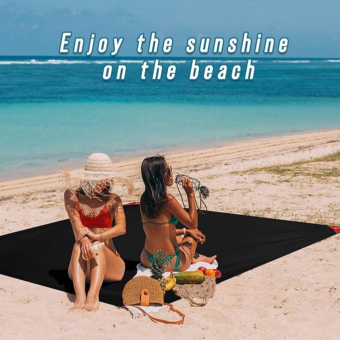 Odoland Beach Blanket Picnic Blanket, SandProof Waterproof Outdoor Pocket Blanket with Portable Bag, Foldable Lightweight Sand Free Quick Drying Beach Mat for Hiking Camping Picnics Travel Concert