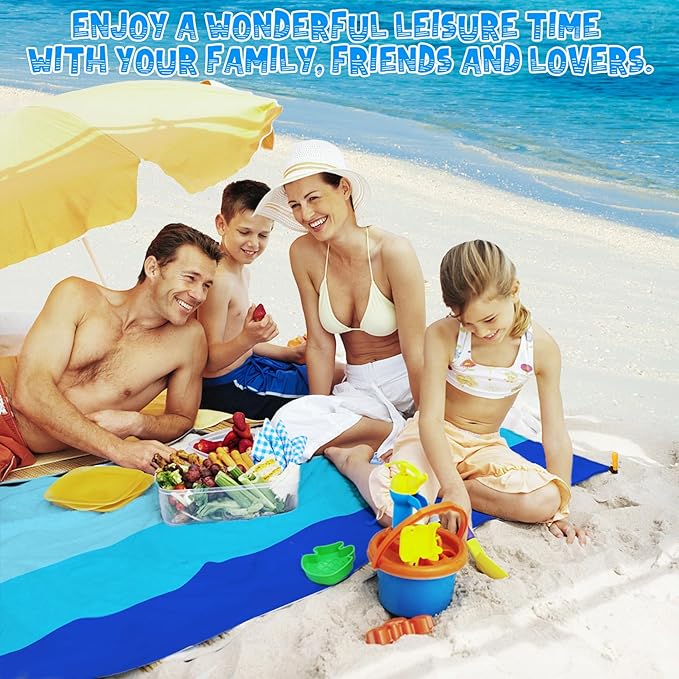 Beach Blanket Waterproof Sandproof 1-8 Adult Oversized 9'×10' Lightweight Durable Compact Sand Free Beach Mat for Travel Camping Hiking Picnic Blanket