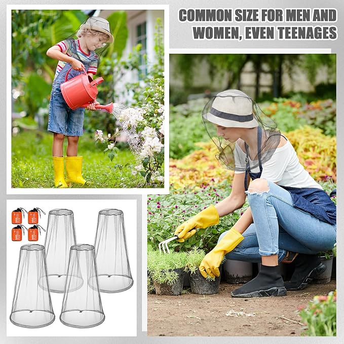 HESTYA 4 Pack Mosquito Net Face Mesh Net Protecting Net for Outdoor Hiking Camping Climbing Mosquito Fly Insects Preventing