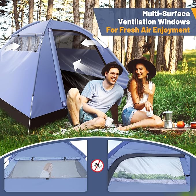 Tents for Camping,3-4 Person Camping Tent,Waterproof and Windproof Tent, Easy to Set up Outdoor Dome Tent for Outdoor Activities, Adventure, Festivals, Backyard,Hiking.