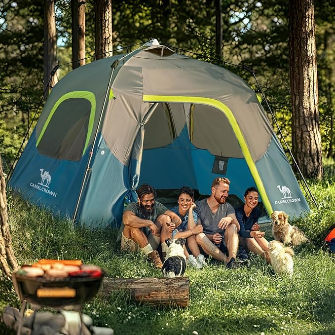 CAMEL CROWN Instant Tents for Camping 4-6 Person Tent Waterproof Easy Setup Sets Up in 60 Seconds Backpacking Tents with Carry Bag for Outdoor Hiking