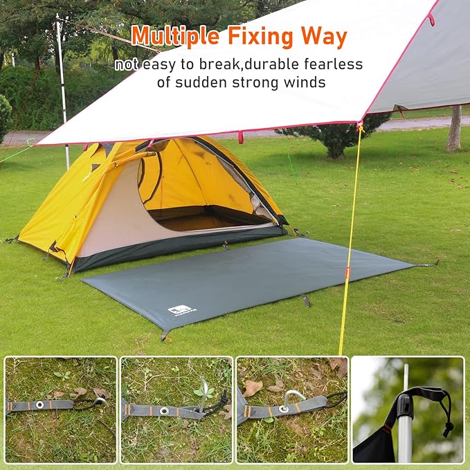 HIKEMAN Waterproof Tent Footprint Camping Tarp - Ultralight Tent Floor Saver,Multifunctional Tents Ground Sheet Mat with 4 Tent Stakes for Camping,Picnic,Hiking,Backpacking,Hammock,Beach