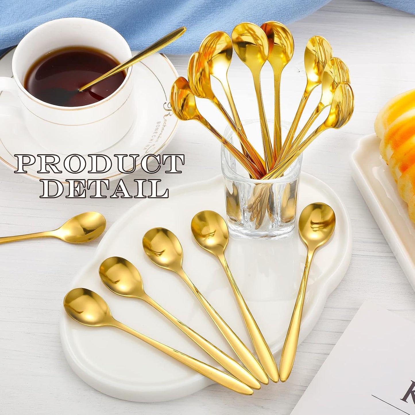 100 Pcs Demitasse Espresso Spoons Stainless Steel Bulk, 4.33'' Small Mini Coffee Tasting Dessert Spoons for Kitchen Dessert, Tea, Appetizer, 1.18'' Wide(Classic Style,Gold)