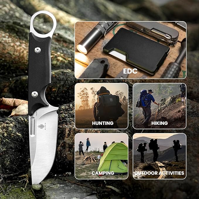 Kizer Cabox Fixed Blade Knife 3.36" 154CM Steel Fixed Blade Hunting Knife G10 Handle with Sheath Survival Camping Knife 1048C1