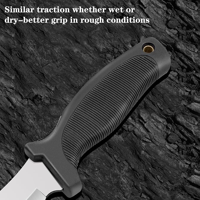 Fixed Blade Outdoor Duty Straight Knife, Tactical Survival Knife with Waist Clip,Camping Gift for Men MHT1-Z (Sliver)