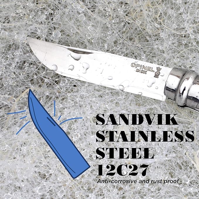 Opinel No. 8 Engraved Oak Handle Folding Knife, Animalia Collection, Stainless Steel Blade, Made in France