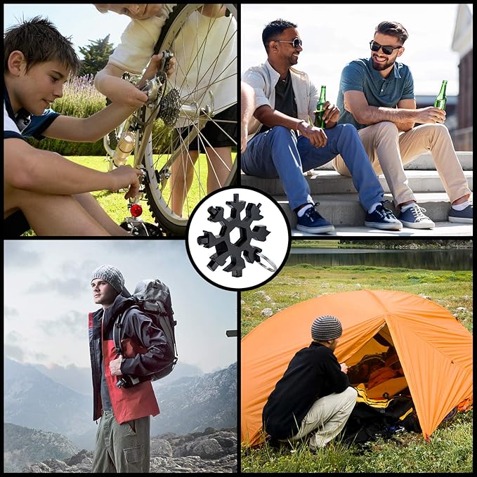 Snowflake multitool, Stainless Steel Snowflake tool multi, Portable Snowflake Tool Bottle Opener, Flat Phillips Screwdriver Kit all in one , gift for Christmas (Graceful Black)