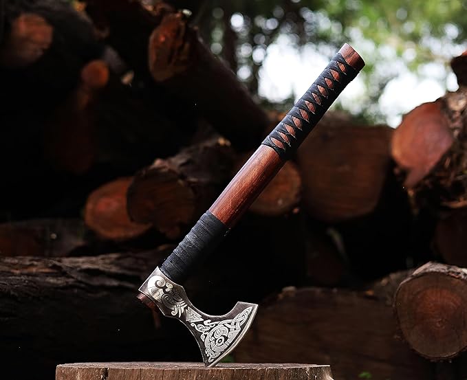 | Viking Axe,Hatchet,Throwing Axe,Hand Axe,Gift for him,Wood Working Tool,Viking Gifts for Men,Camping Hatchet,Tomahawk,Bearded Axe,Valentine Gift (WCA-017)