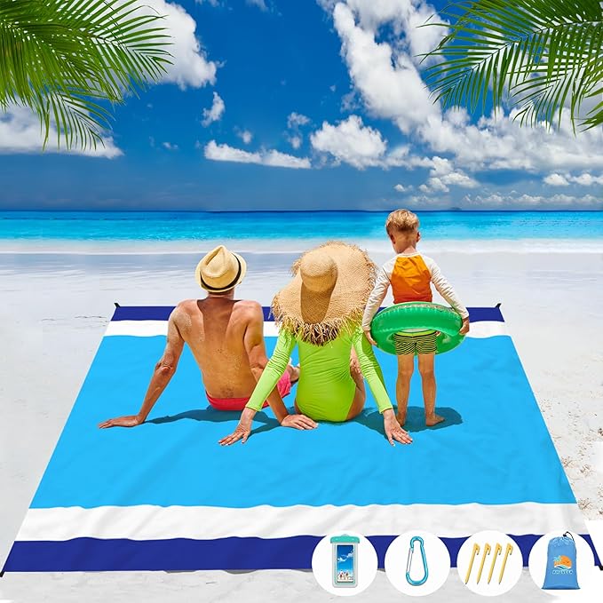 Beach Blanket Waterproof Sandproof 1-8 Adult Oversized 9'×10' Lightweight Durable Compact Sand Free Beach Mat for Travel Camping Hiking Picnic Blanket