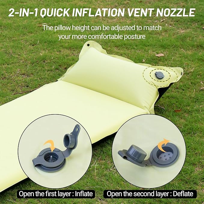 Lightweight Camping Sleeping Pad Inflatable Sleeping Mat Compact Camping Air Mattress with Pillow Backpacking Foam Sleeping Pad