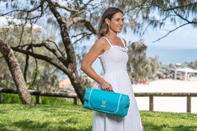 CGEAR Sandlite – Patented Sand-Free Beach Mat – Multi Use Outdoor Camping Mat, Picnic Blanket, Exercise Stretching Mat – Rollup Compact – Great for Families