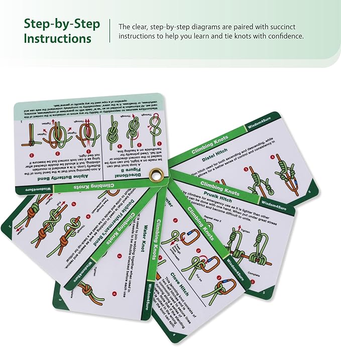 Harrison Howard Wisdom4Sure Comprehensive Knot Card Collection Horse, Outdoor, and Climbing Knots Card Set Waterproof Knot Tying Cards Ultimate Knot Guides