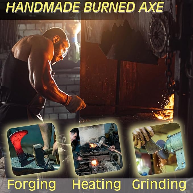 Hand Forged Hatchet Axe with Sheath AX1 - Bushcraft Hatchet Camping Small Forest Axe Survival Hatchet Carving Axe for Chopping Wood - Camp Splitting Axe Gardening Axes Wood Cutting Axe (Carving Axe)