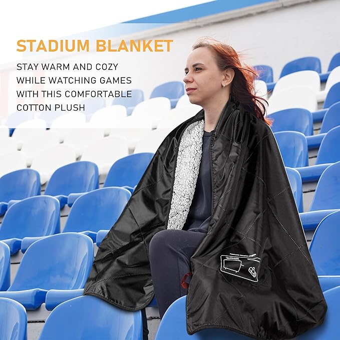 Solaris Stadium Outdoor Blanket, 60” x 80” Super Warm Soft Water-Resistant Camping Picnic Blanket for Outdoor Sport, Packable Windproof Emergency Blanket for Car Couch, Outdoor Ideal Gift