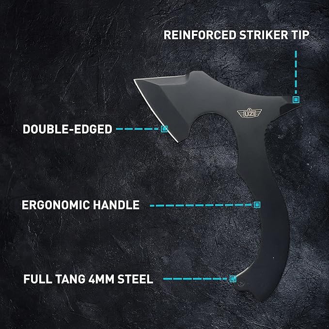 UZI Throwing Axes Combo - Includes 5.25-inch and 4-inch Blade Heads, Double Edged, Full Tang