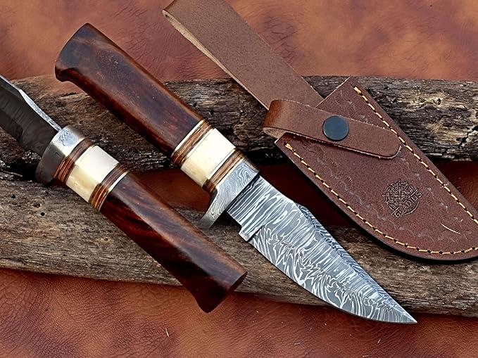 | Viking Heritage Skinner Knife – Expertly Crafted with Damascus steel for Precision Hunting and Field Dressing: Embrace the Timeless Elegance of Craftsmanship with this Razor-Sharp