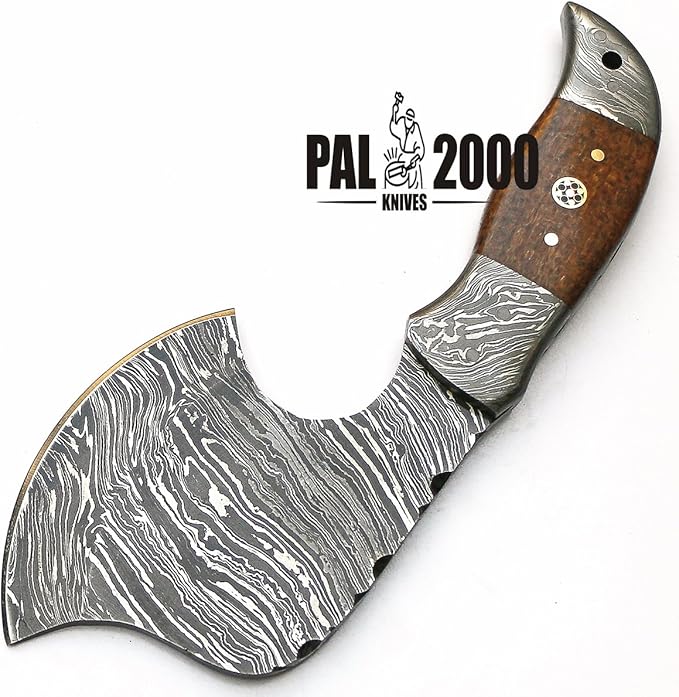 PAL 2000 KNIVES Custom Handmade Viking Hatchet Axe Damascus Steel Bearded Axe - Camping Axe - Battle Axes - Tomahawk Axe Battle Axe with Sheath - 9163