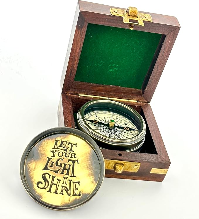 Compass with Box - Let Your Light Shine – First Communion Gifts for Boys & Confirmation Gifts for Teenage Boys | Baptism Gifts, Christian Catholic Gifts for Men | Inspirational Graduation Keepsakes