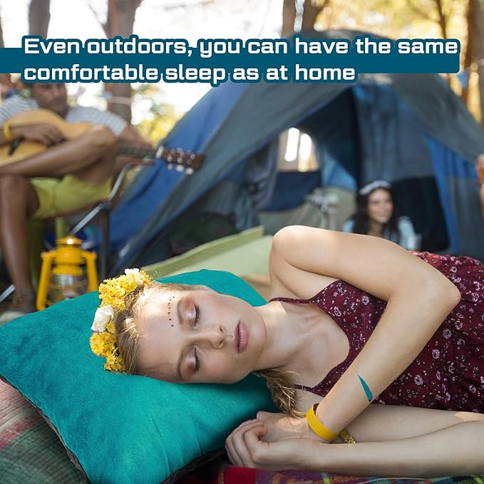 Soaoo 3 Pcs Camping Pillow Inflatable Compressible Memory Foam Foldable Travel Pillow Packable Pillow with Storage Bag for Adult Kid Backpacking Sleeping Traveling Hiking Car Essential Gear (Green)