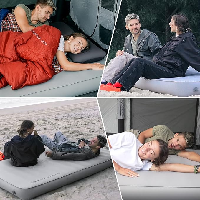 KingCamp Extra Thick 5.9 INCH Double Self Inflating Camping Mattress with 12 R-Value, Sleeping Pad Enlarge Foam Camping Pad, 4 Season Insulated Camping Mat for Tent, Car, 79.1'' x 50.3'' x 5.9''