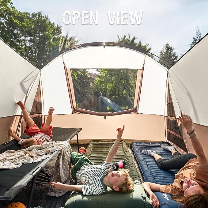 PORTAL 6/8/10 Person Family Camping Tent with Screen Room, Water Resistant Big Tunnel Tent with Rainfly, Large Family Tent for Outdoor Camping, Party