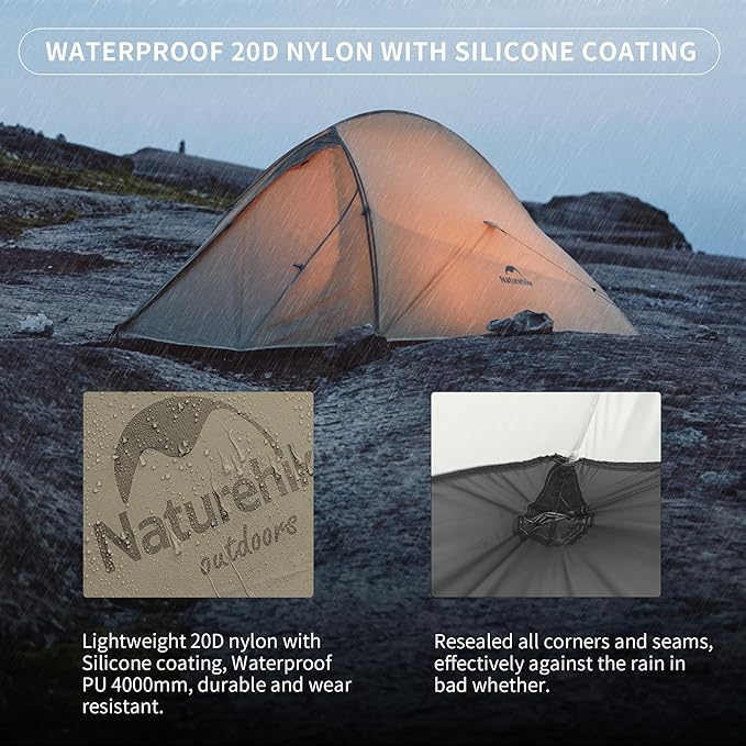Naturehike Cloud-Up 1 Person Tent, Lightweight Backpacking Tents for One Man, Waterproof Ultralight One Person Tent for Camping Hiking Backpacking