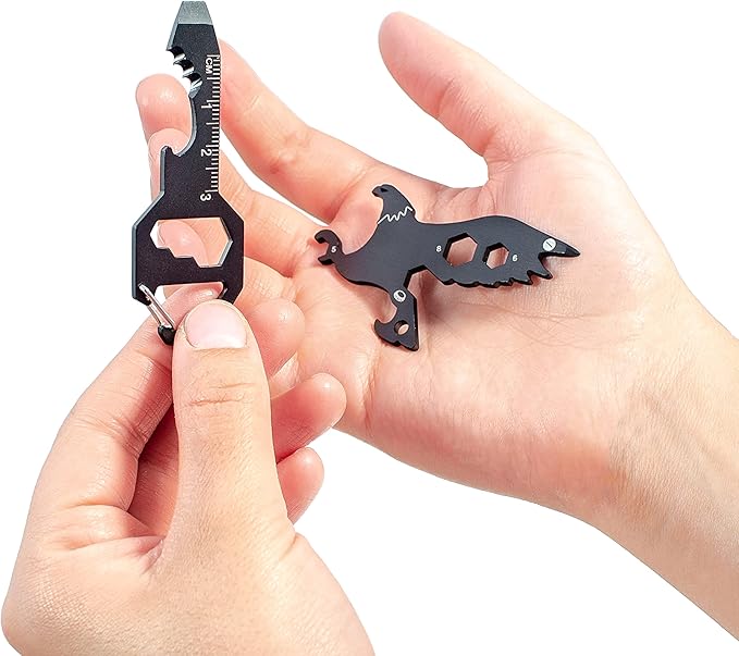 PMR-EXPORTS | Multitool Keychain (Eagle & Key) Two Pack Multitools Eagle Key Good for Adults Teens Men or Woman Multi-tool mechanic Unexpected defense against raiders stealers, Charcoal Gray, 5x5x.25