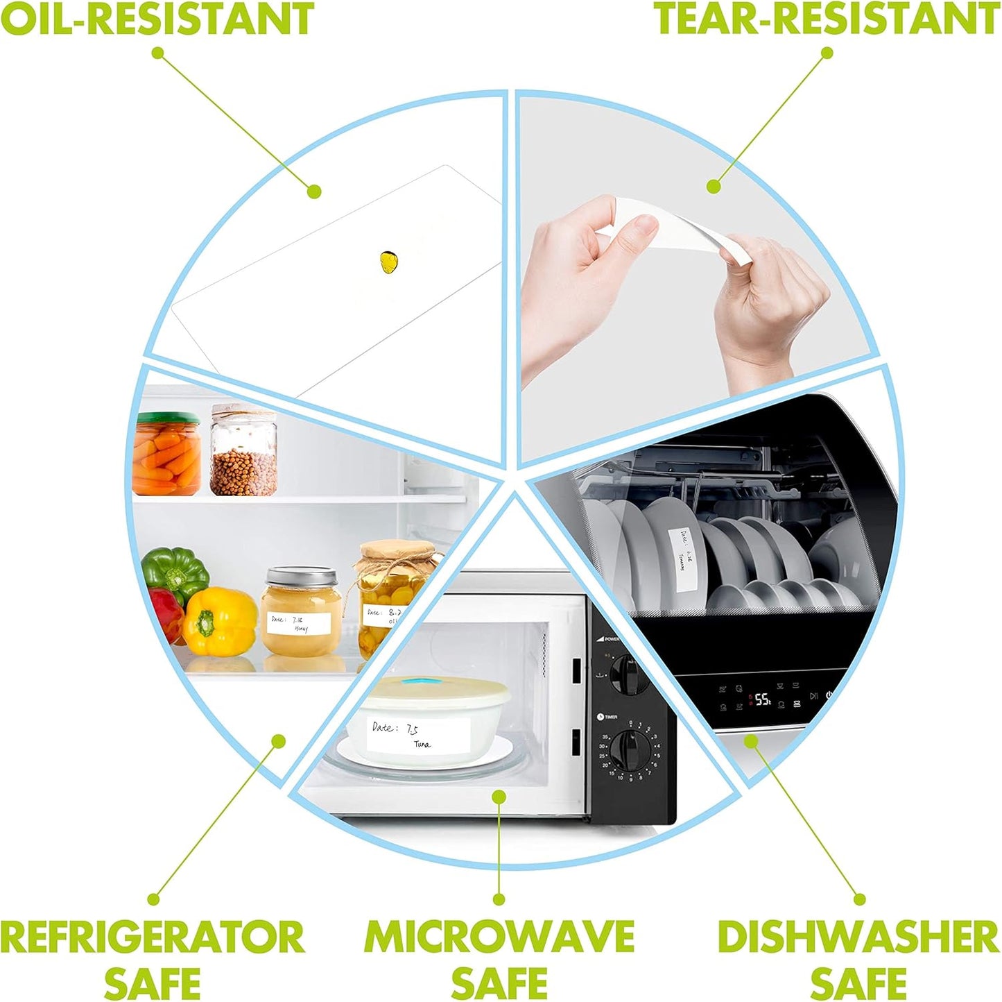 1000 Blank Removable Freezer Labels Water Oil Resistant with Perforation Line for Food Containers Jars Pantry Organization (Each Measures 1” x 3”)