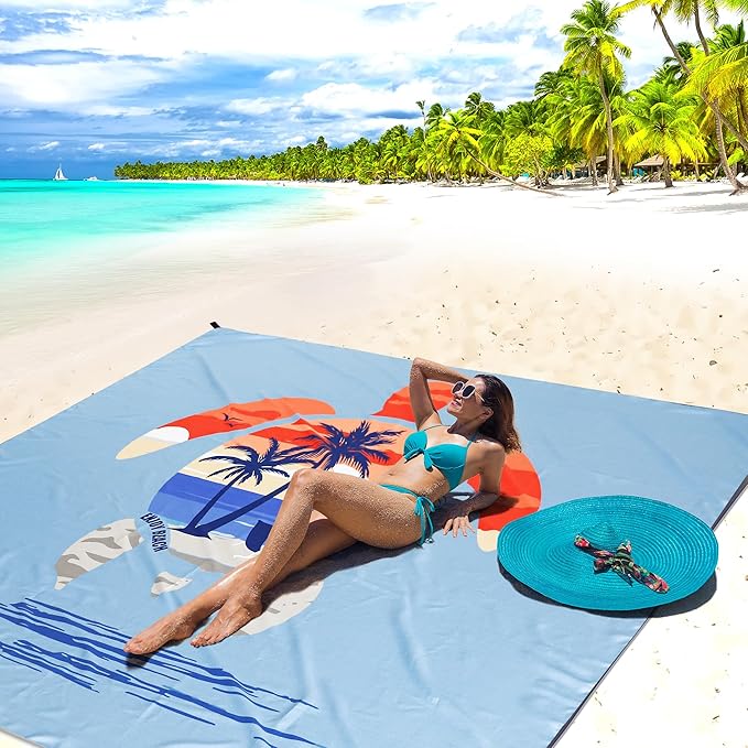 AISPARKY Beach Blanket Waterproof Sandproof Extra Large Beach Mat Quick Drying Outdoor Picnic Durable Portable Blanket for Travel Camping Hiking Beach Festival Picnic