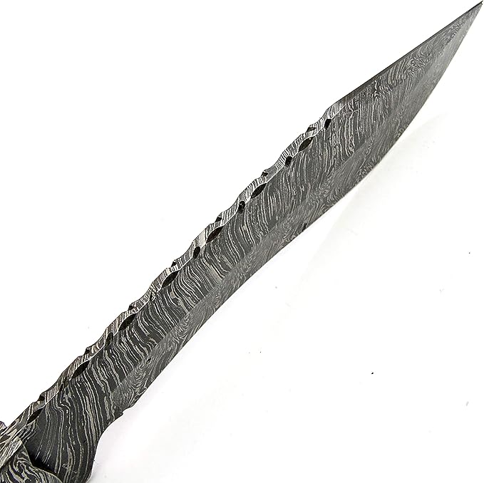 PAL 2000 KNIVES HK-9295 Handmade Damascus Steel 13 Inches Hunting Knife Ram Horn Handle with Sheath