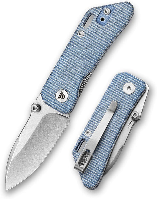 Mini Pocket EDC Knife for Men, 2.32" 14C28N Blade Small Folding Knife with Reversible Deep Carry Clip，Thumb Stud Opener，Ceramic Bearings，Micarta Handle， Bootes-04L