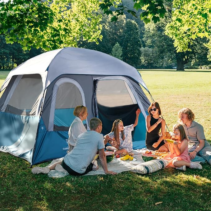 CAMEL CROWN Cabin Tent with 1-Minute Setup, 4/6 Person Instant Tent with Weatherproof Floor