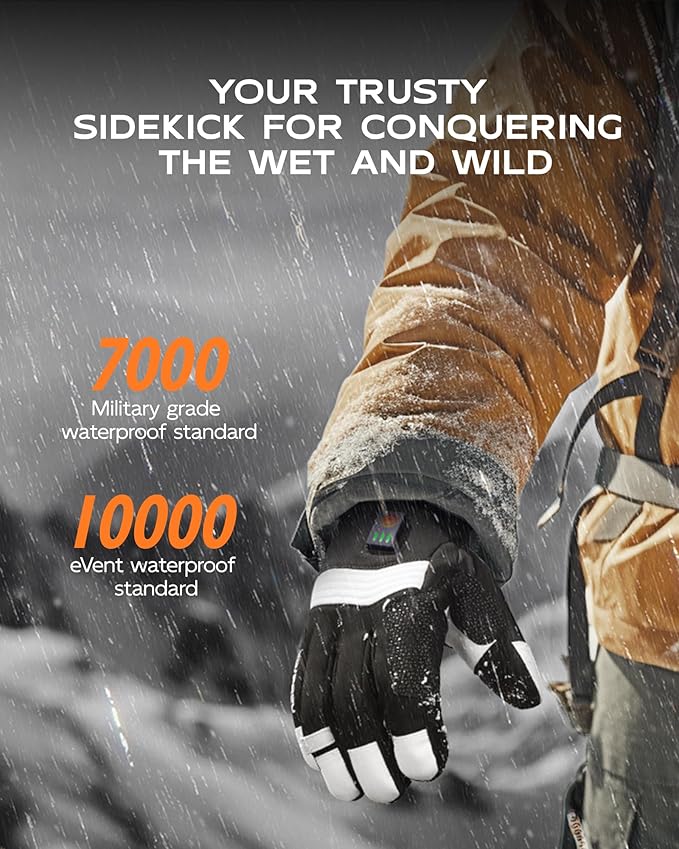 Heated Gloves for Men Women, Electric Heated Work Gloves, Rechargeable 7.6V Battery, 8.5h Warmth, Waterproof Event Heating Glove for Winter Sports, Motorcycle Cycling Skiing Hiking Camping