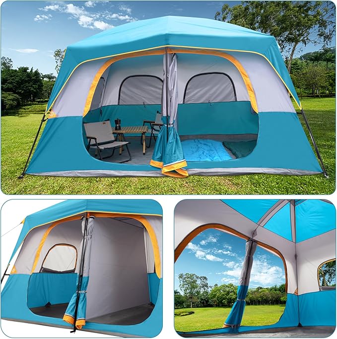 UNP 2/4/6/8 Person Tent, Portable Cabin Tent, Camping Tent 4-Person Easy Set Up, Waterproof with Top Rainfly for Outdoor Camping/Hiking