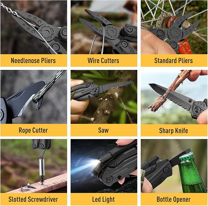 WEARXI Stocking Stuffers for Men Adults, Multitool Pocket Knife Gifts for Men, Mens Gifts for Christmas, Birthday Gifts for Dad, White Elephant Gifts for Adults, Dad Gifts for Men Who Have Everything