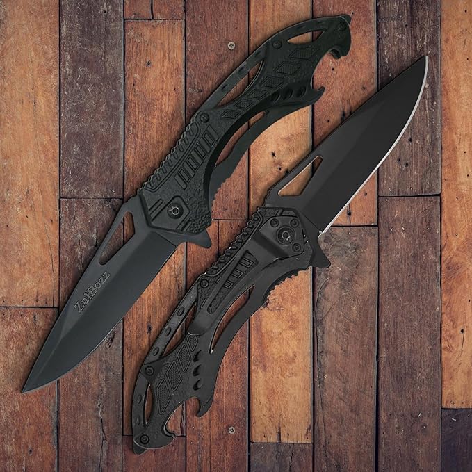 Pocket Knife - EDC, Tactical Knife with Clip, Folding Knife for Camping Hiking, Spring Assisted Knife, Survival Knife for Emergency Rescue Situations, Home Improvements, Gifts for Men - Black