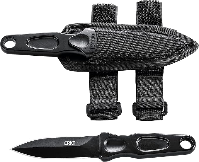 CRKT Sting Fixed Blade Knife with Sheath: Everyday Carry Boot Knife, Double Edged Powder Coated Stainless Steel, Contoured Handle, Nylon Sheath with Strapping for Carry Options 2020