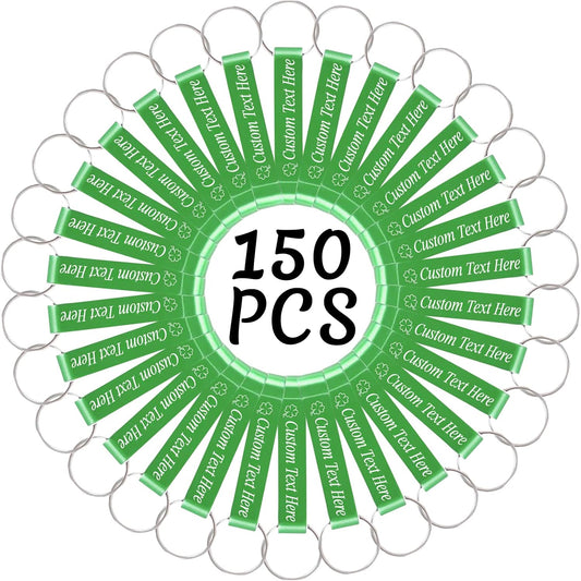 150PCS Personalized Bottle Opener Keychain Bulk Custom Beer Bottle Opener with Logo Text Engraved Wedding Bottle Opener Favors Customized Gifts for Guests Baby Shower Birthday Party-Green