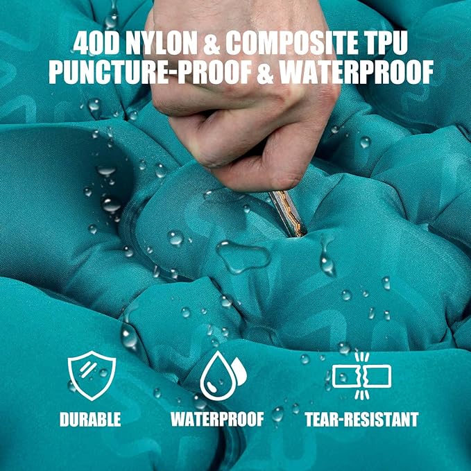 AKSOUL Self-Inflating Sleeping Pad Backpacking for Camping: Wide Inflatable Air Mattress Compact & Ultralight Sleep Mat, Lightweight Pads with Built-in Foot Pump, for Backpack Camp Hiking Traveling