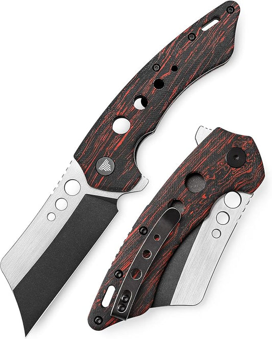 Folding EDC Knife for Men with Clip,Pocket Folded Knives for Outdoor Camping Hiking,3.7" PVD Coating Stonewash &Handle Satin 154CM Flipper Blade,Mensae-03RB
