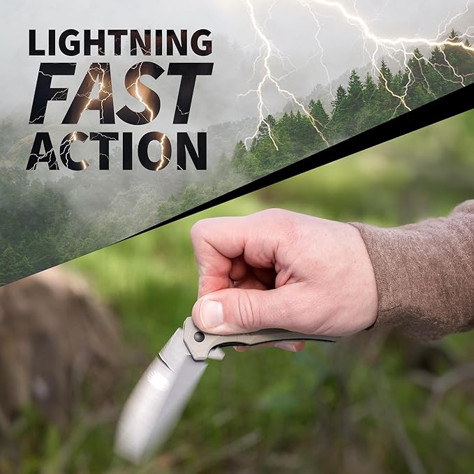 Off-Grid Knives - Stinger EDC Folding Knife with Spear Point Blade, Crucible 154CM Steel, G10 Scales, Deep Carry Clip, Everyday Carry (Coyote Spear Point)