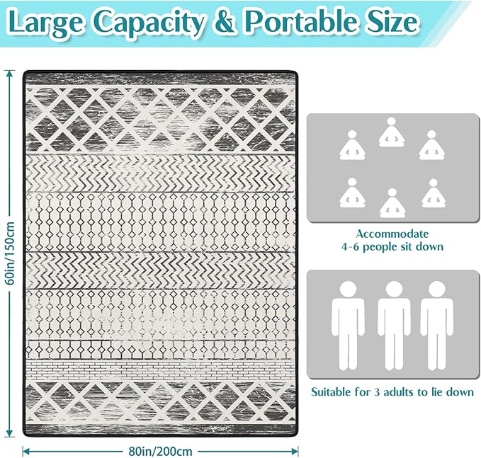 Boho Picnic Blanket Waterproof Foldable Extra Large Picnic Mat Beach Blanket 60"x80" for Camping Beach Hiking Patio Party Outdoor Decor Gifts