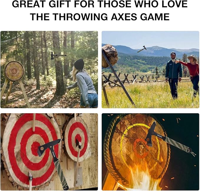 Throwing Axes and Tomahawks, Throwing Hawks Axes Pack of 3, 10.7" Full Tang Tactical Throwing Axes Set with Nylon Sheath